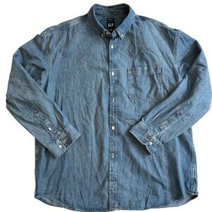 GAP men’s the BIG shirt Denim Chambray XL Tall Blue Medium Wash